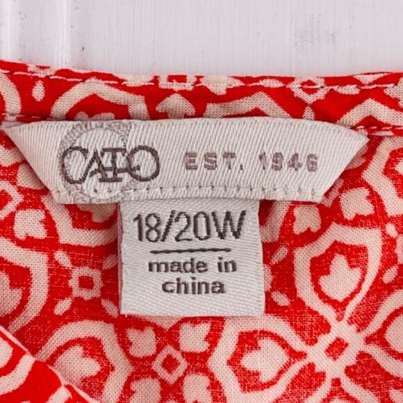 Cato Women's Plus Size 18/20W Boho Tunic Top Orange & Black Flowy Kaftan - Picture 2 of 4